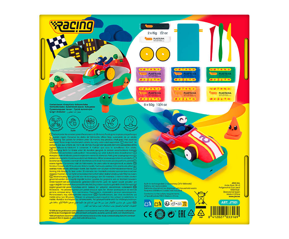 Kreatives Modelliermasse-Set JOVI Tech Crazy Cars Rennen 14-tlg.