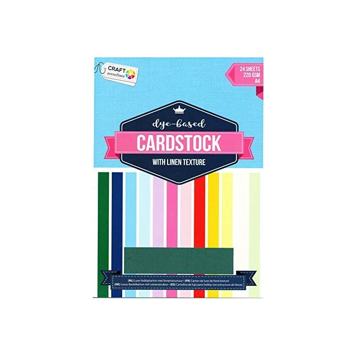 Kreativkarton Craft Sensations mit Leinentextur A4 - 24 Blatt | verschiedene Designs | Block 2