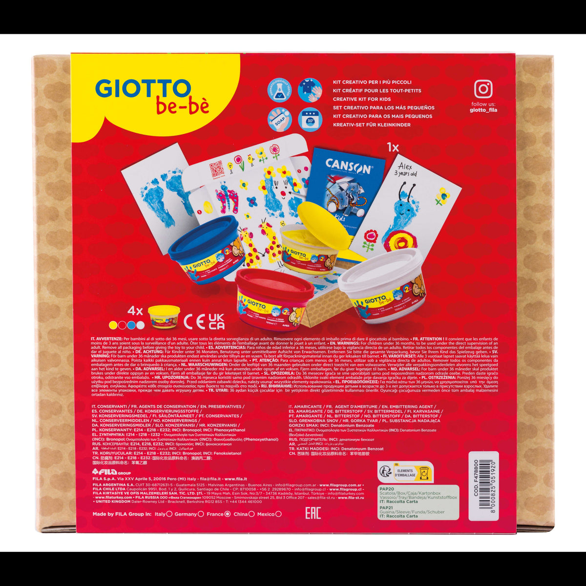 Kreativset GIOTTO be-bè My Little Feet für Hand- und Fußabdrücke – 5-tlg.