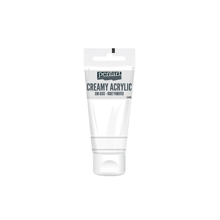 Pentart cremige Acrylfarbe seidenmatt 200 ml | verschiedene Farbtöne | 01 weiß