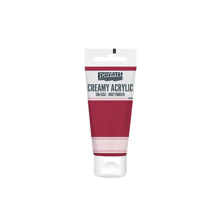 Pentart cremige Acrylfarbe seidenmatt 200 ml | verschiedene Farbtöne | 04 Lipstick Rot