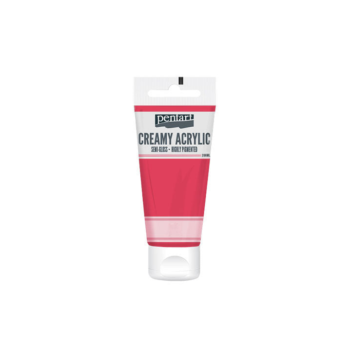 Pentart cremige Acrylfarbe seidenmatt 200 ml | verschiedene Farbtöne | 13 karminrot