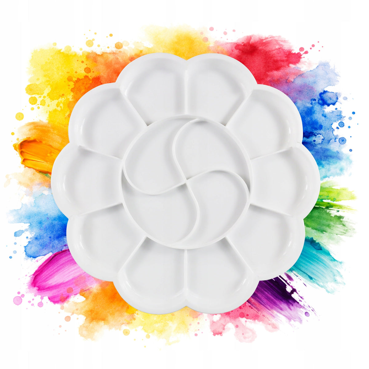 Kunststoff-Malpalette in Blumenform 20 cm | Weiß Phoenix