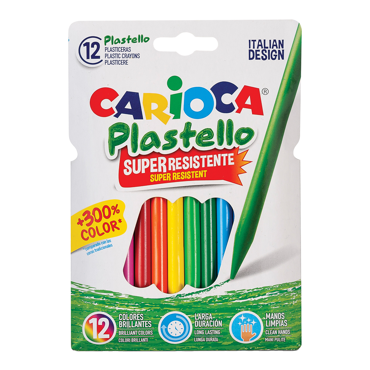 Kunststoff-Wachsmalstifte Carioca Plastello - 12 Stk.