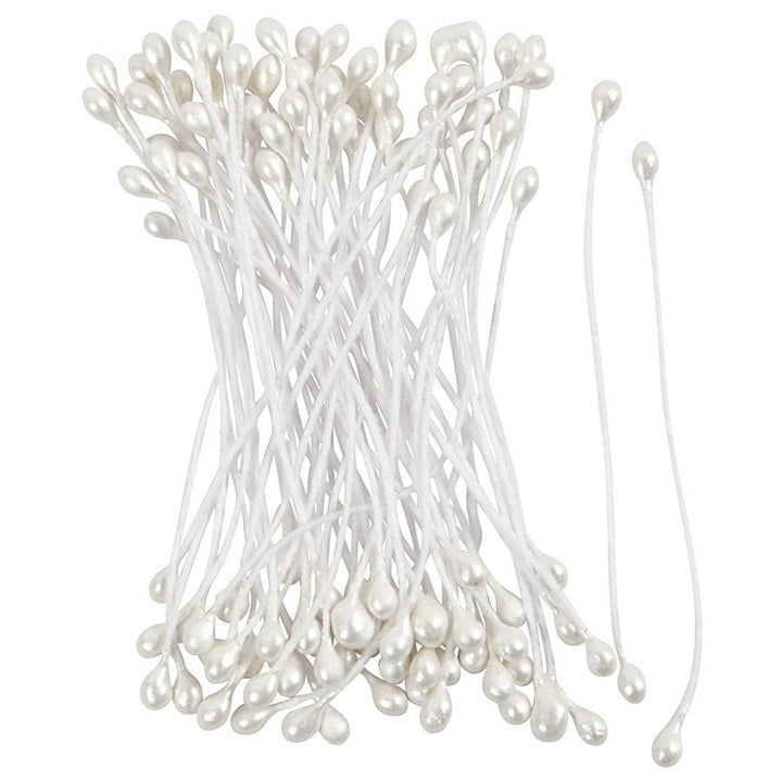Set aus 100 künstlichen Blütenstempeln in verschiedenen Farben mit 2 mm Stempelköpfen an feinen Baumwollfäden.