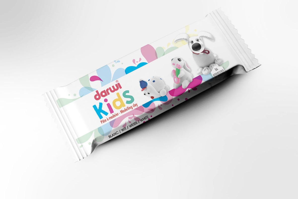 Lufthärtende Modelliermasse DARWI Kids 1000 g Weiß
