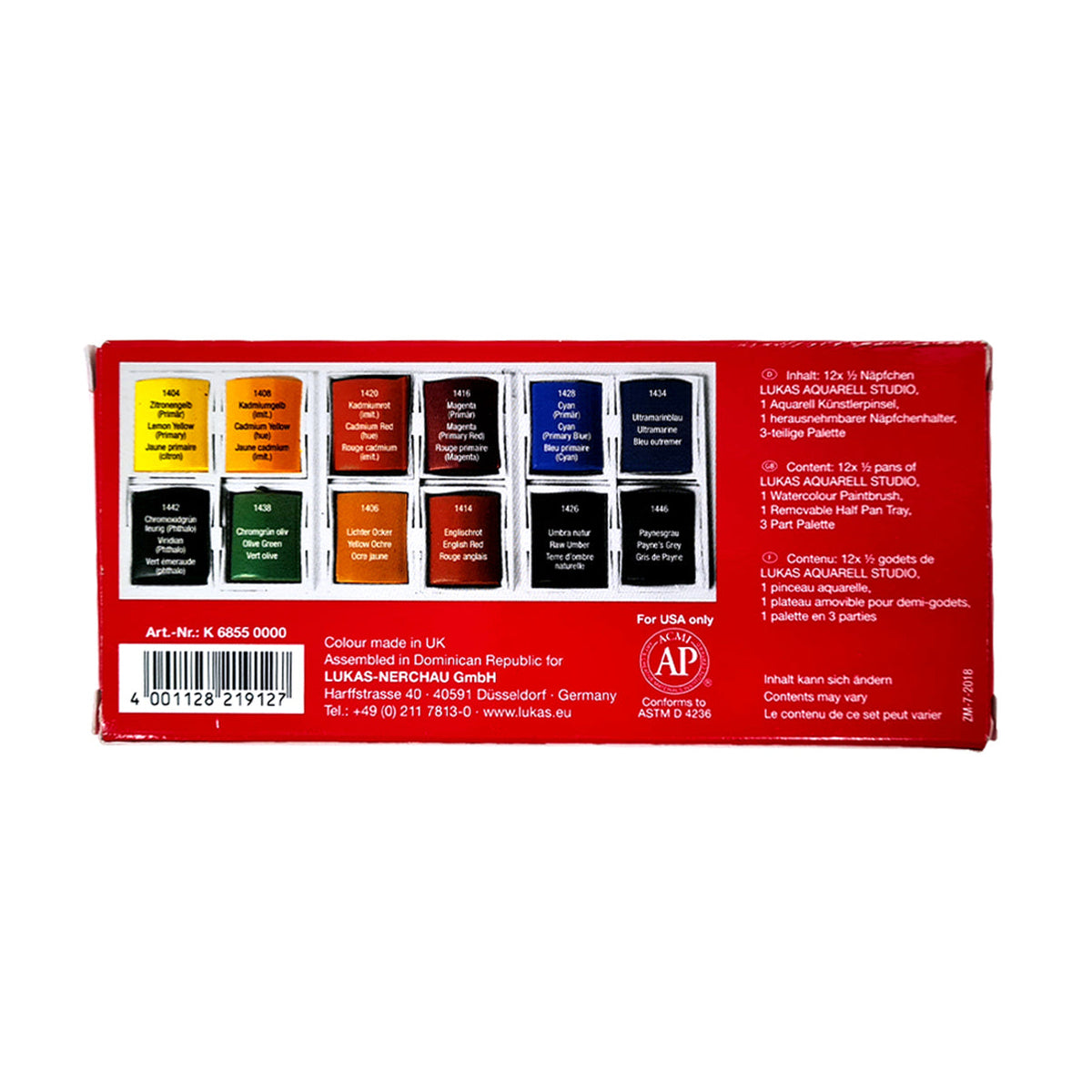 LUKAS Studio Aquarellfarben-Set in Kunststoffbox | 13-teilig