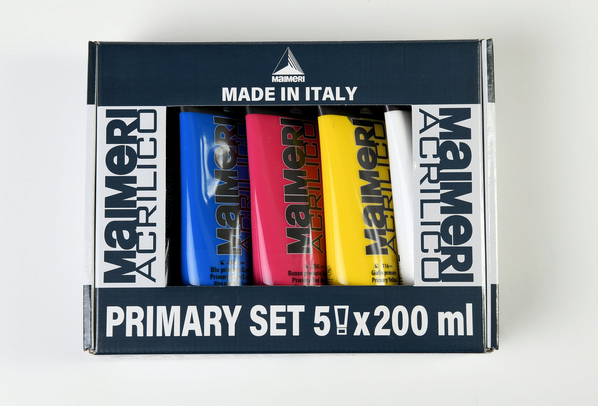 Maimeri Acrilico Acrylfarben-Set Primary 200 ml