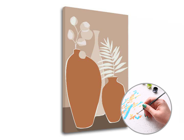 Malen nach Zahlen Set mit Motiv Blumenvase auf Baumwoll-Leinwand.