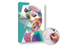 Malen nach Zahlen Set Frozen Elsa mit bedruckter 320 g/m² Baumwoll-Leinwand.