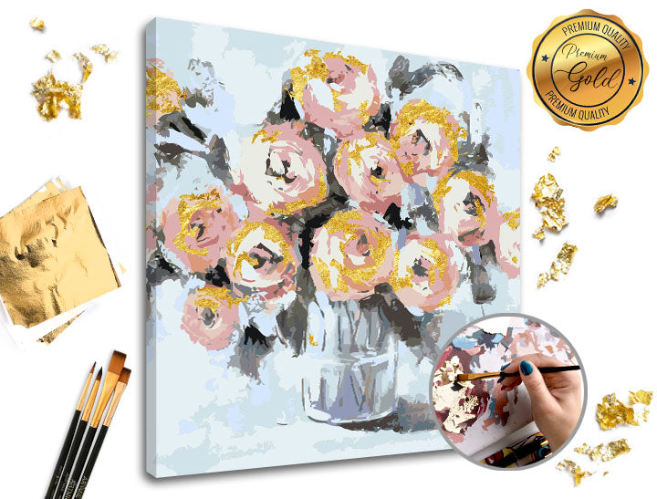 Malen nach Zahlen PREMIUM GOLD Blumenfreude Set | ARTMIE