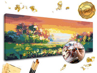 Malen nach Zahlen PREMIUM GOLD Set mit einer farbenfrohen Landschaft | ARTMIE