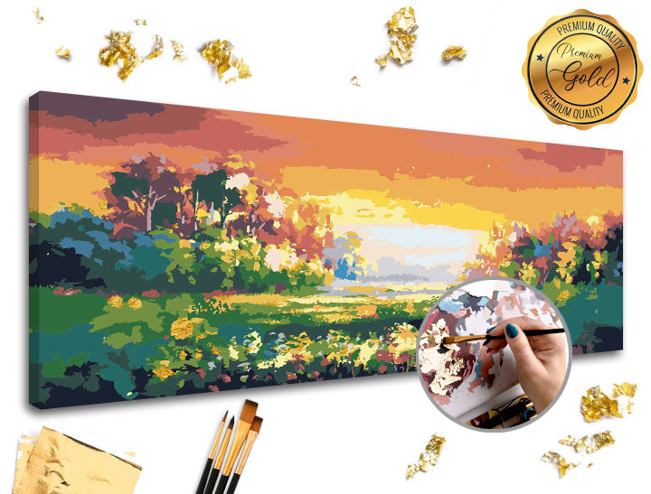 Malen nach Zahlen PREMIUM GOLD | Farbenfrohe Landschaft — Bild 3