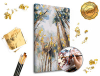 Malen nach Zahlen PREMIUM GOLD Set mit dem Motiv Zwischen den Bäumen | ARTMIE