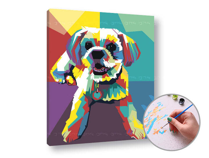 Malen nach Zahlen WHITE DOG | niedriger Schwierigkeitsgrad — Bild 1