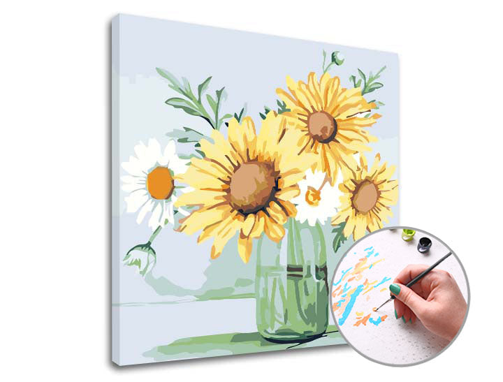 Malen nach Zahlen MARGARETIEN UND SONNENBLUMEN