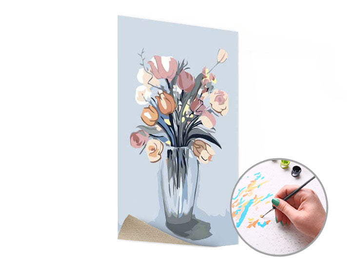 Malen nach Zahlen ROSENSTRAUSS IN DER VASE