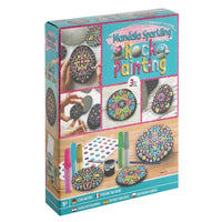 Mandala Rock Painting Kit - 3 Steine &amp; Glitzerfarben