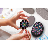 Mandala Rock Painting Kit - 3 Steine &amp; Glitzerfarben