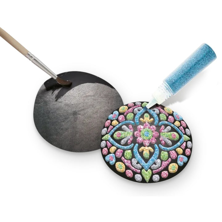 Mandala Rock Painting Kit - 3 Steine &amp; Glitzerfarben