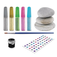 Mandala Rock Painting Kit - 3 Steine &amp; Glitzerfarben