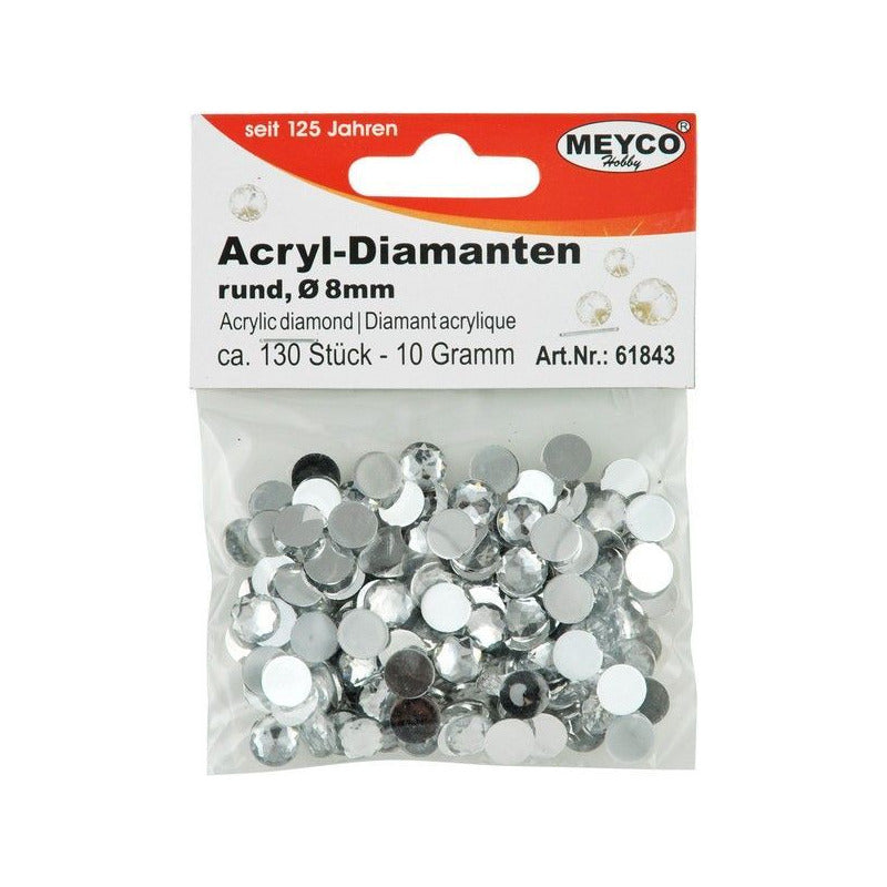 Dekorative Acryl-Diamanten – 8 mm (130 ks)