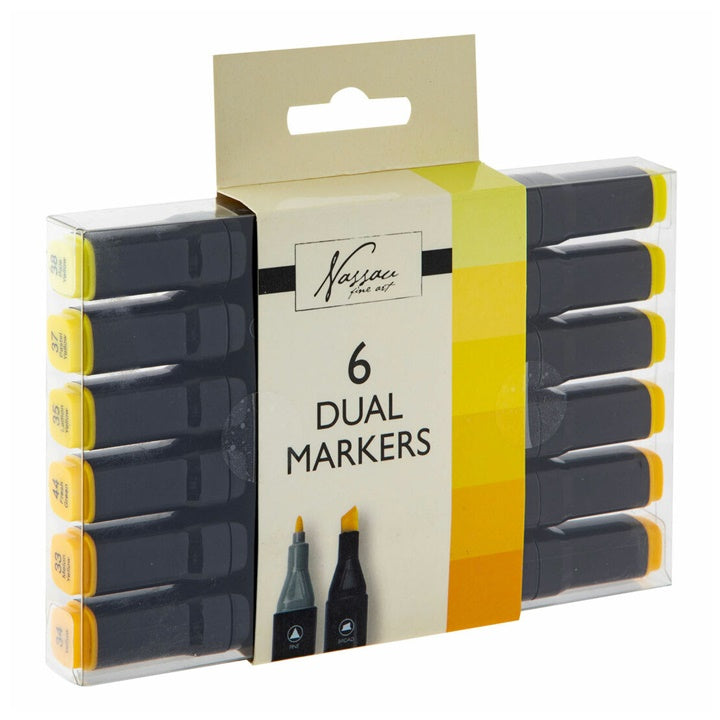Nassau DUAL MARKERS 6er Set in Gelbtönen für Illustration und Grafikdesign | ARTMIE