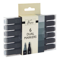 Nassau DUAL MARKERS Set mit 6 Grautönen für Illustration und Grafikdesign | ARTMIE