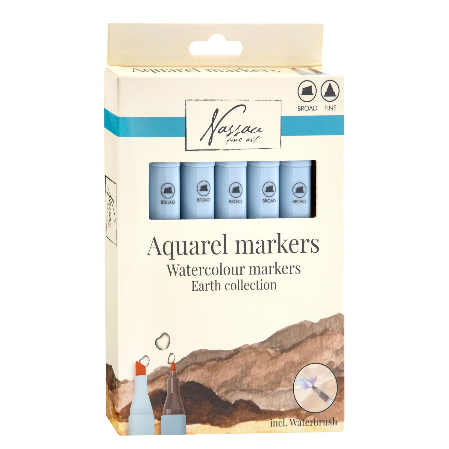 Nassau Earth Collection Aquarell-Marker Set mit Wassertankpinsel | ARTMIE