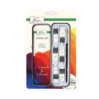 Nassau Fine Art Acrylfarben-Set mit 6 Tuben und Pinsel in Metallbox | ARTMIE
