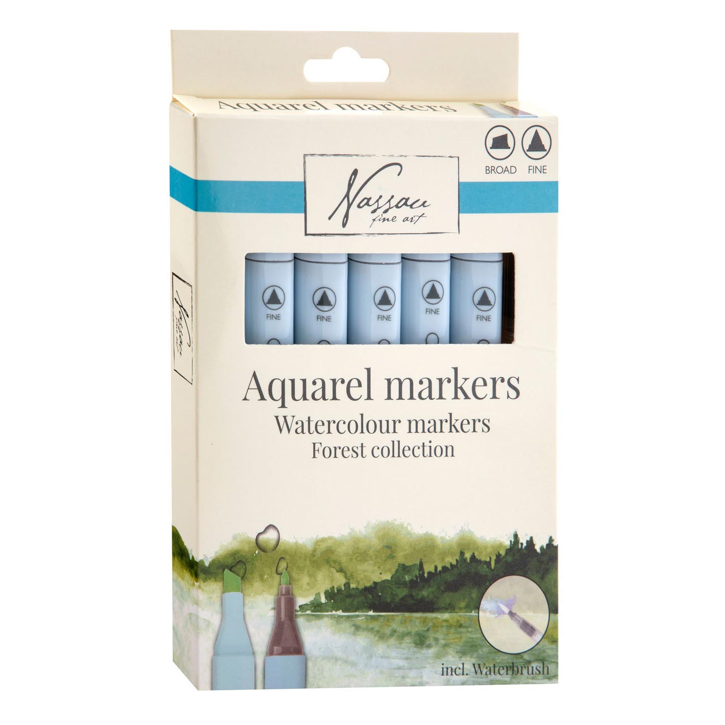 Nassau Fine Art Aquarellmarker Set Forest Collection mit Wassertankpinsel | ARTMIE