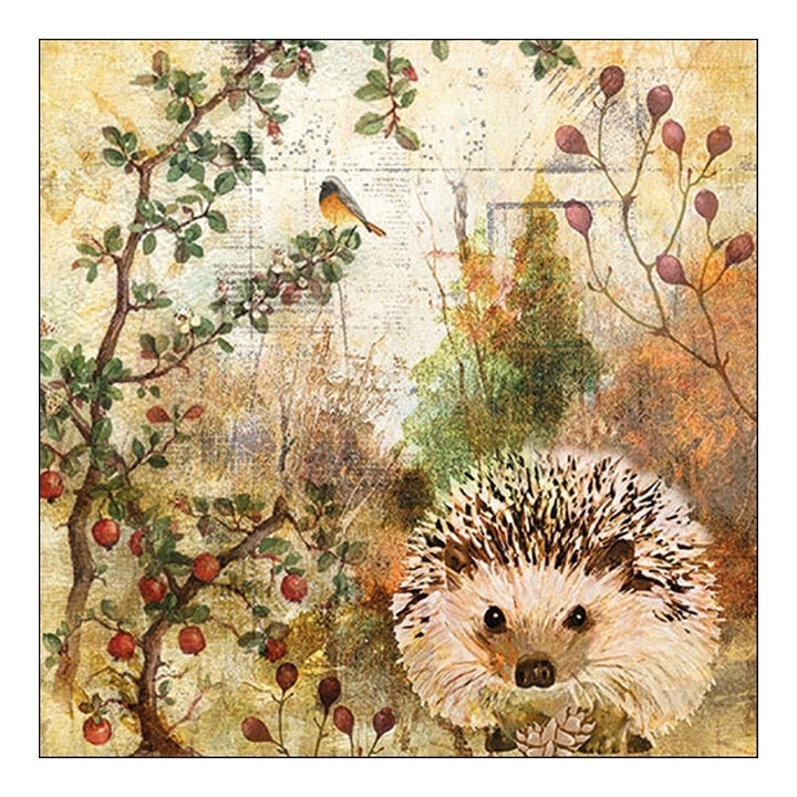 Öko-Serviette für Decoupage mit herbstlichem Igel-Motiv | ARTMIE