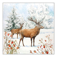 Öko-Servietten für Decoupage mit Hirsch im Schnee Motiv | ARTMIE