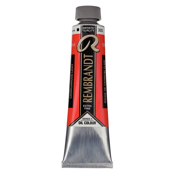 Sortiment der Rembrandt Ölfarben in verschiedenen Farbtönen und 40 ml Gebinden.