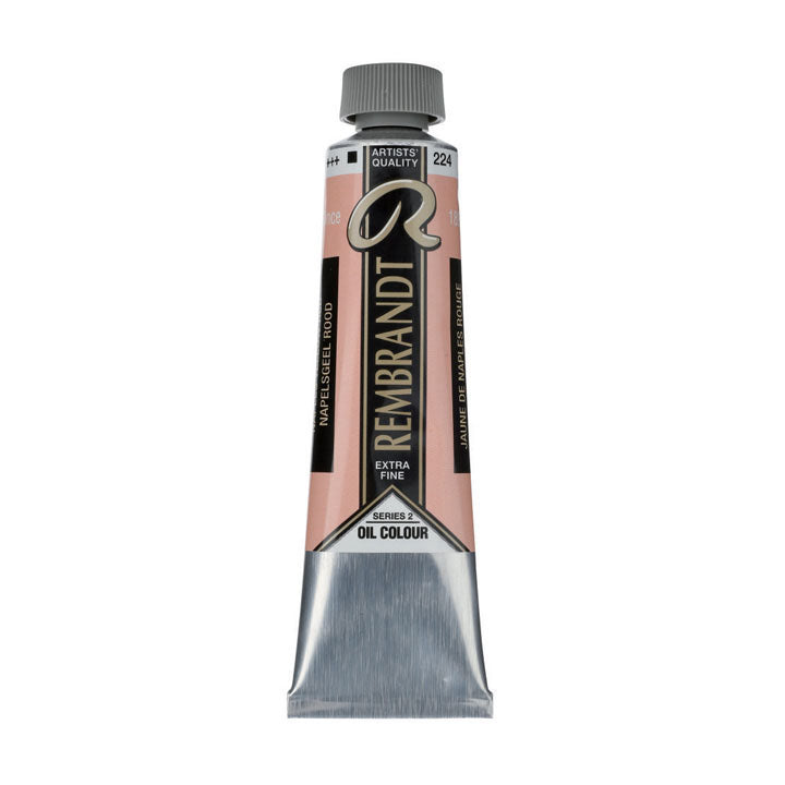 Sortiment der Rembrandt Ölfarben in verschiedenen Farbtönen und 40 ml Gebinden.
