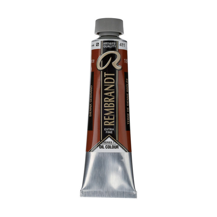 Sortiment der Rembrandt Ölfarben in verschiedenen Farbtönen und 40 ml Gebinden.