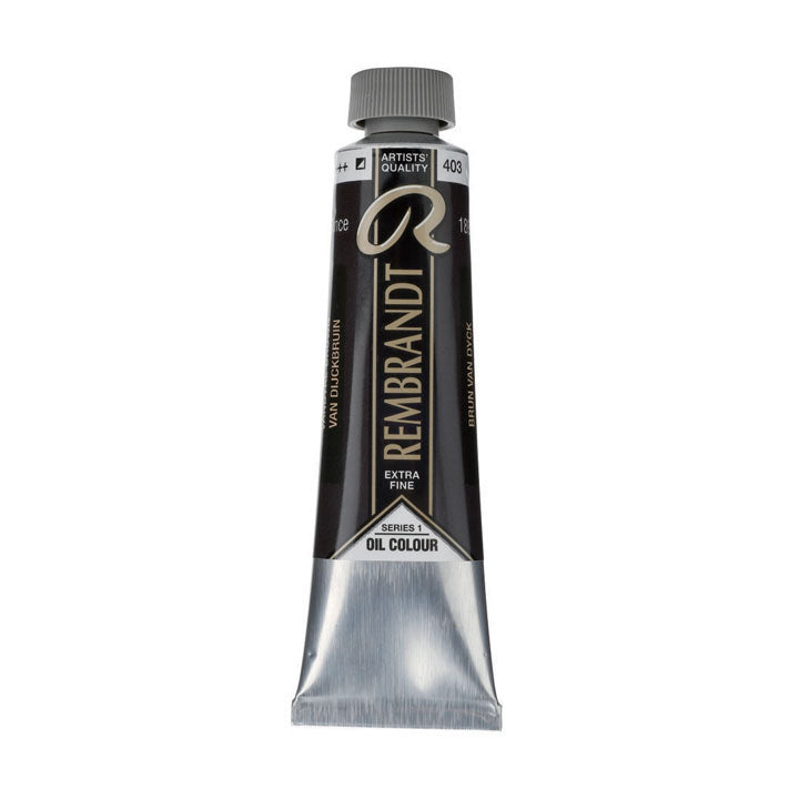 Sortiment der Rembrandt Ölfarben in verschiedenen Farbtönen und 40 ml Gebinden.