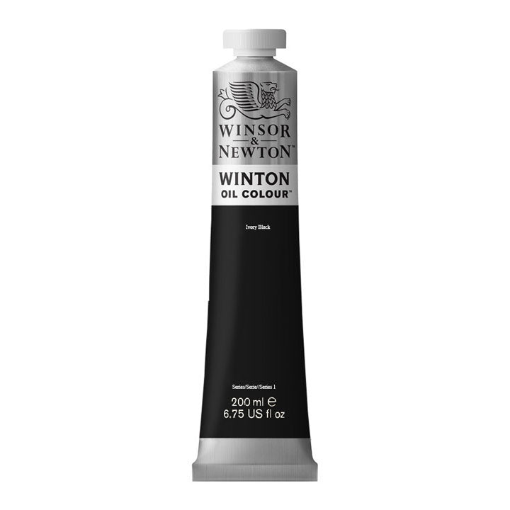 Winsor & Newton Winton Ölfarbe 200 ml | verschiedene Farbtöne | Elfenbeinschwarz