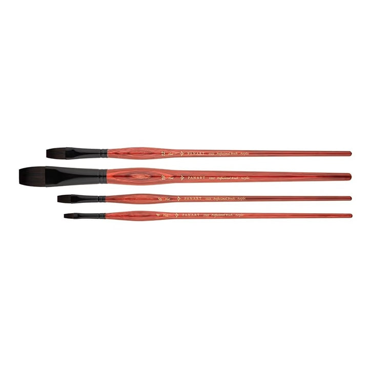 PanArt 3322 flacher Acrylpinsel mit rotem Synthetikhaar und Holzgriff | ARTMIE