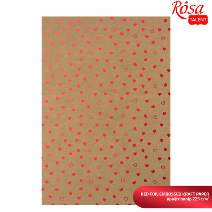 Scrapbooking-Papier mit Metallic-Effekten A4 | verschiedene Motive | rote Herzchen