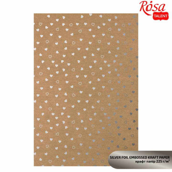 Scrapbooking-Papier mit Metallic-Effekten A4 | verschiedene Motive | silberne Herzchen