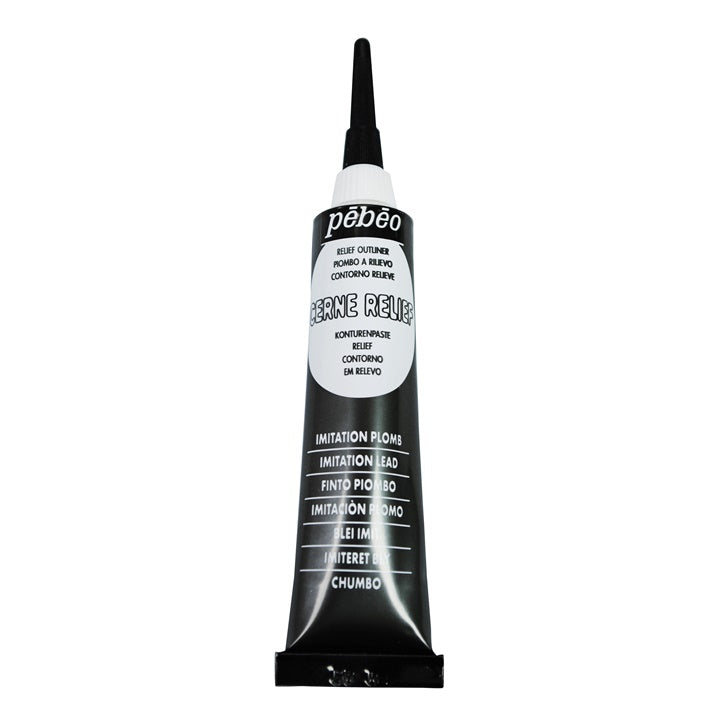 Verschiedene Farbtöne der Pebeo Cerne Relief Konturpaste in 20 ml Tuben.