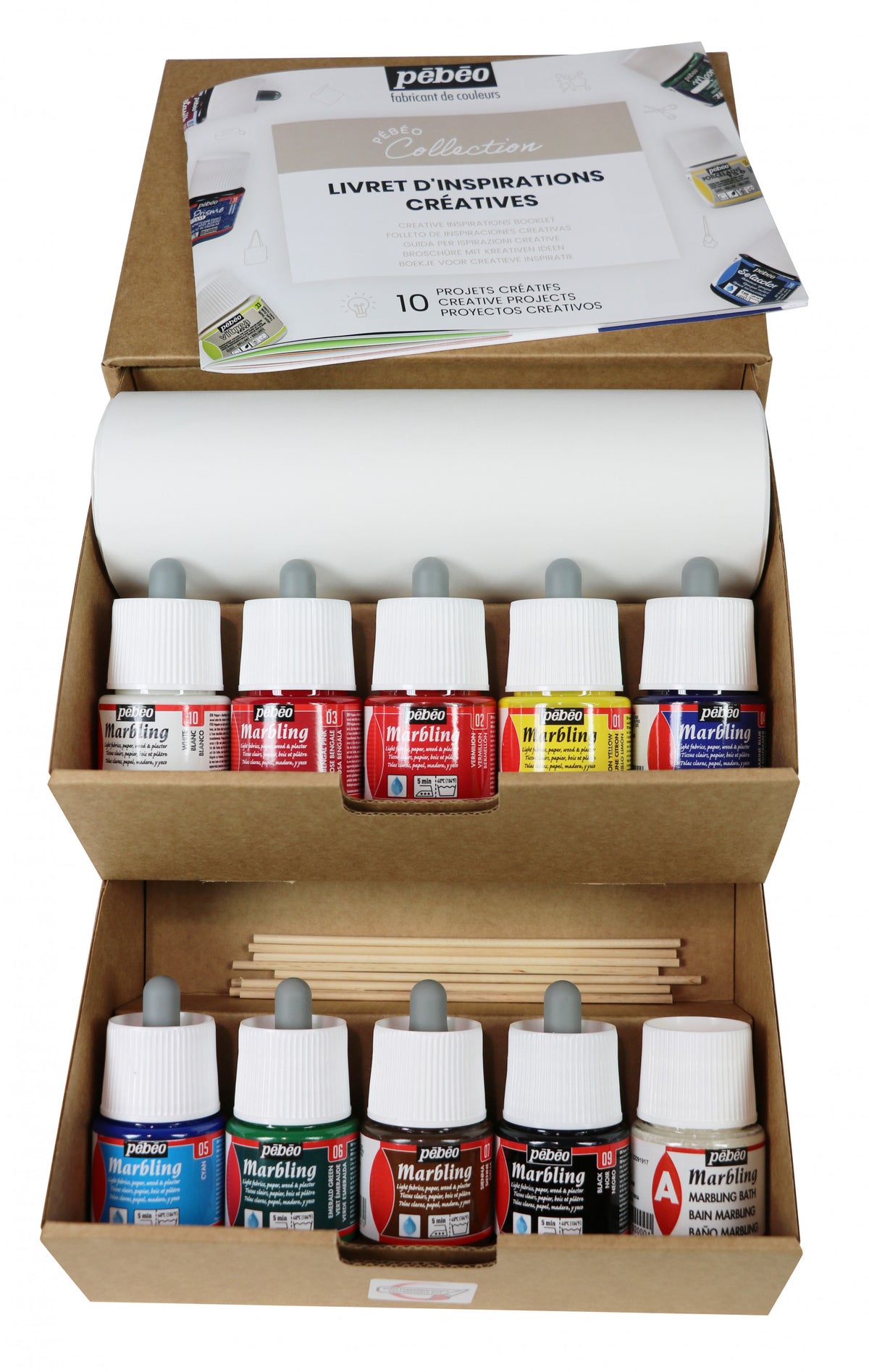 Pebeo Marbling Marmorierfarben-Set 10 x 45 ml