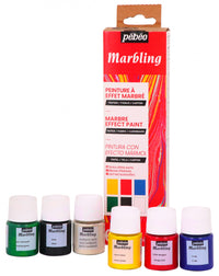 Pebeo Marbling Marmorierfarben-Set 6 x 20 ml