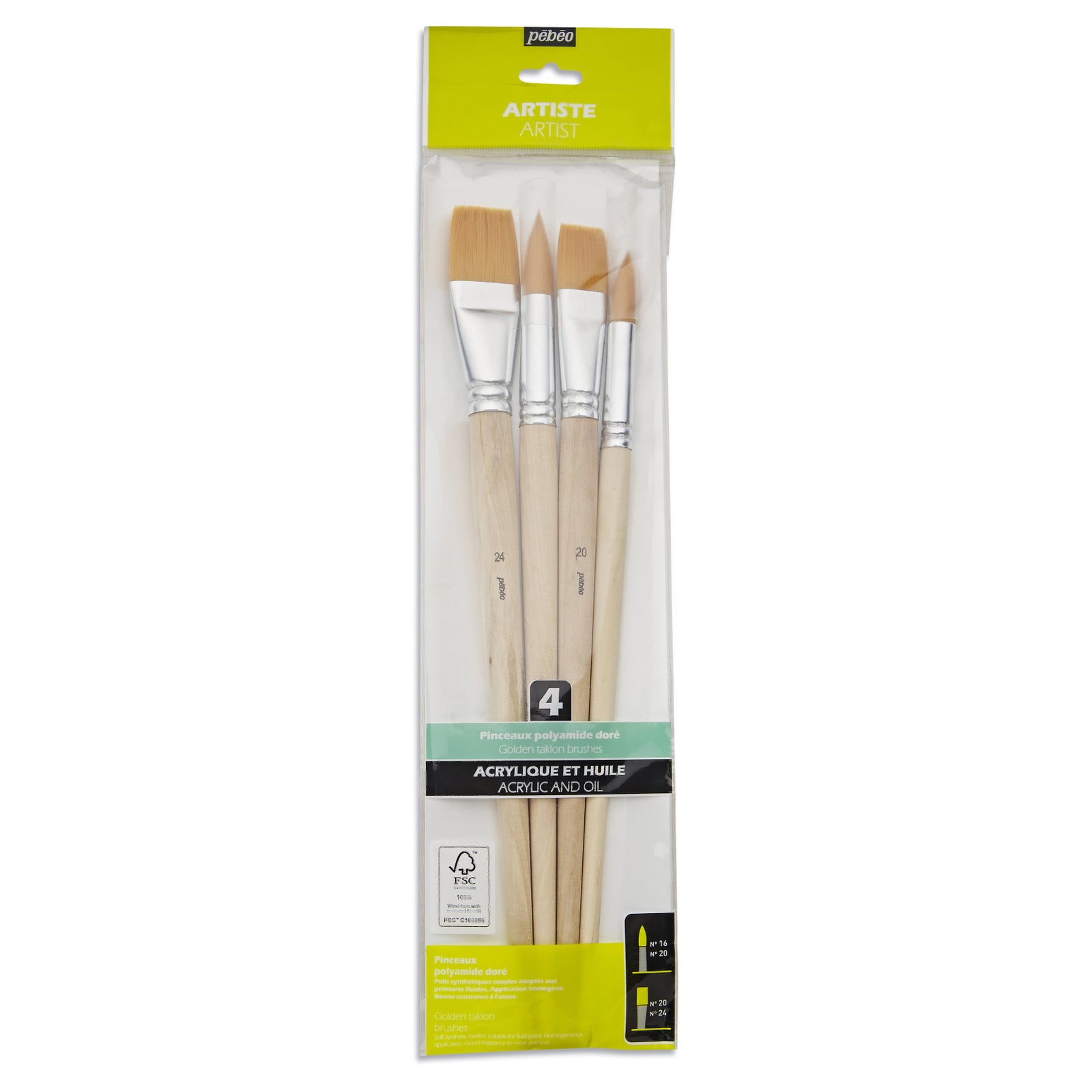 Aquarellpinsel-Set PEBEO – 4-tlg. flach und rund