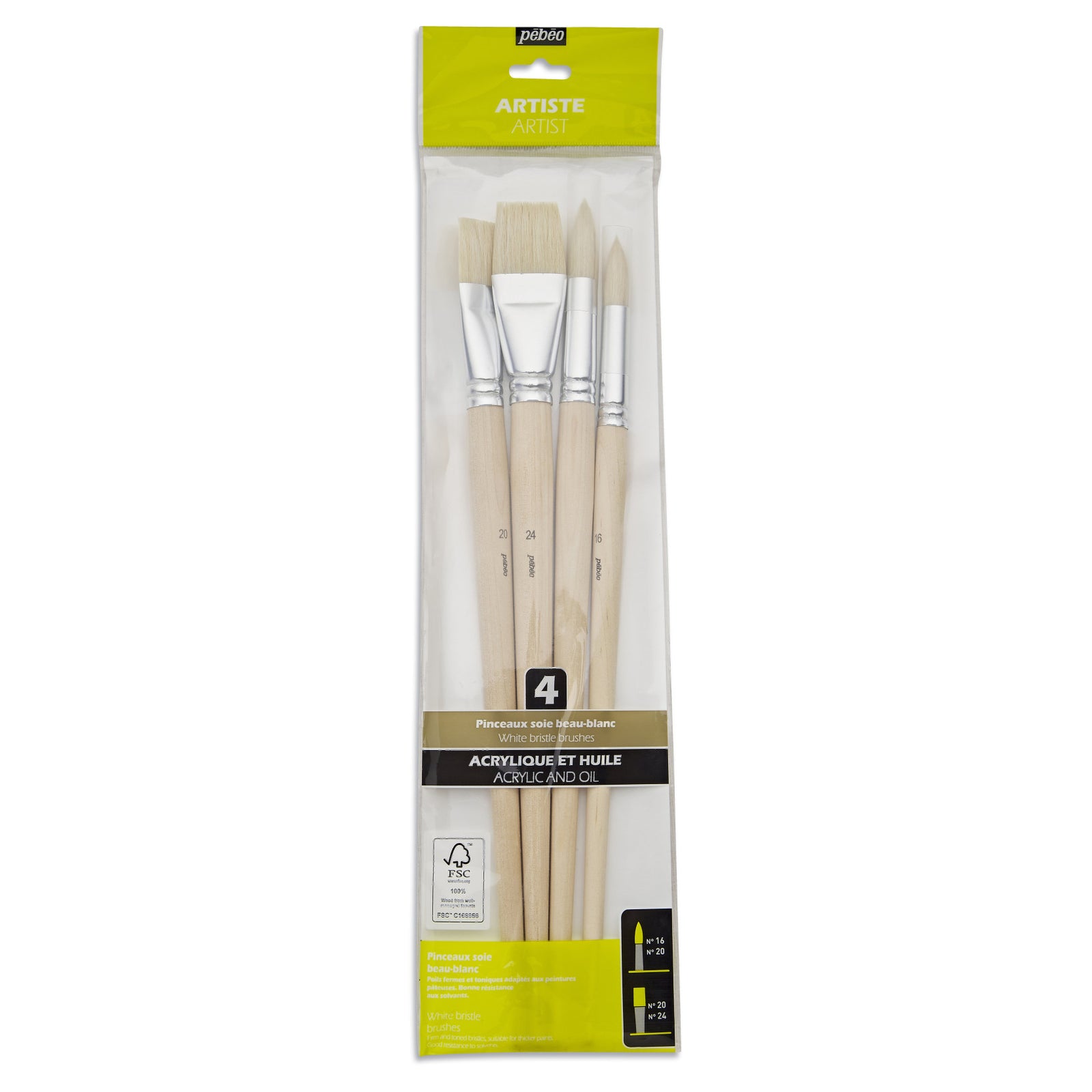 Pebeo Universal-Pinselset Golden Taklon 4-teilig flach und rund