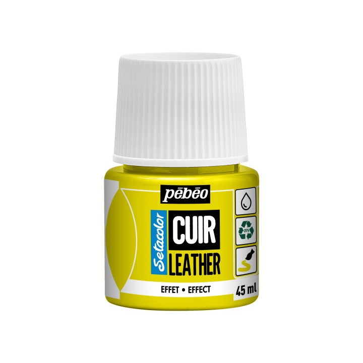 Pebeo Setacolor Lederfarbe mit Effekt 45 ml – fluoreszierendes Gelb