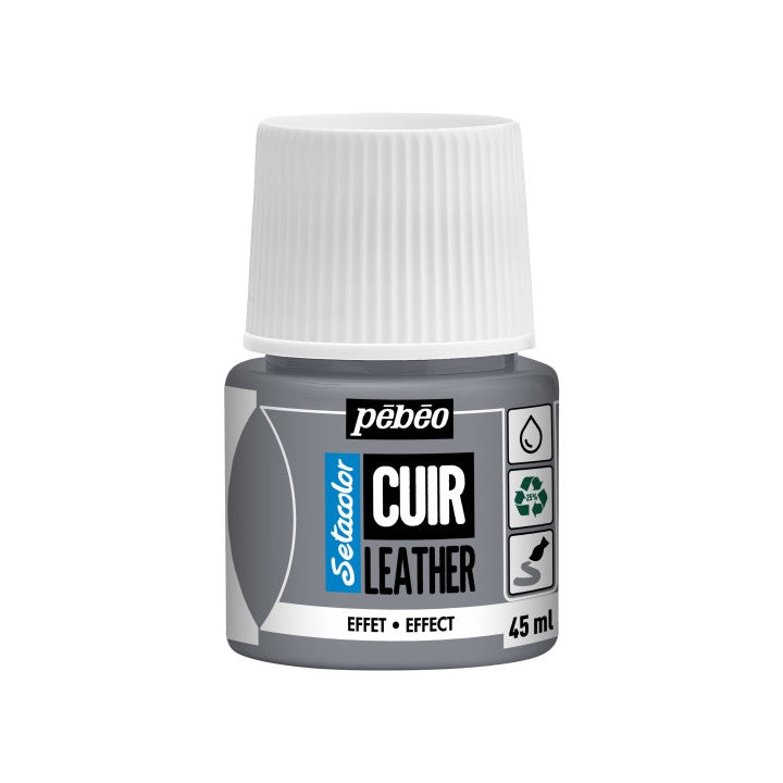 Pebeo Setacolor Lederfarbe mit Effekt 45 ml – metalická Silber