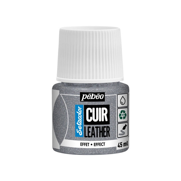 Pebeo Setacolor Lederfarbe mit Effekt 45 ml – glitzernd Silber