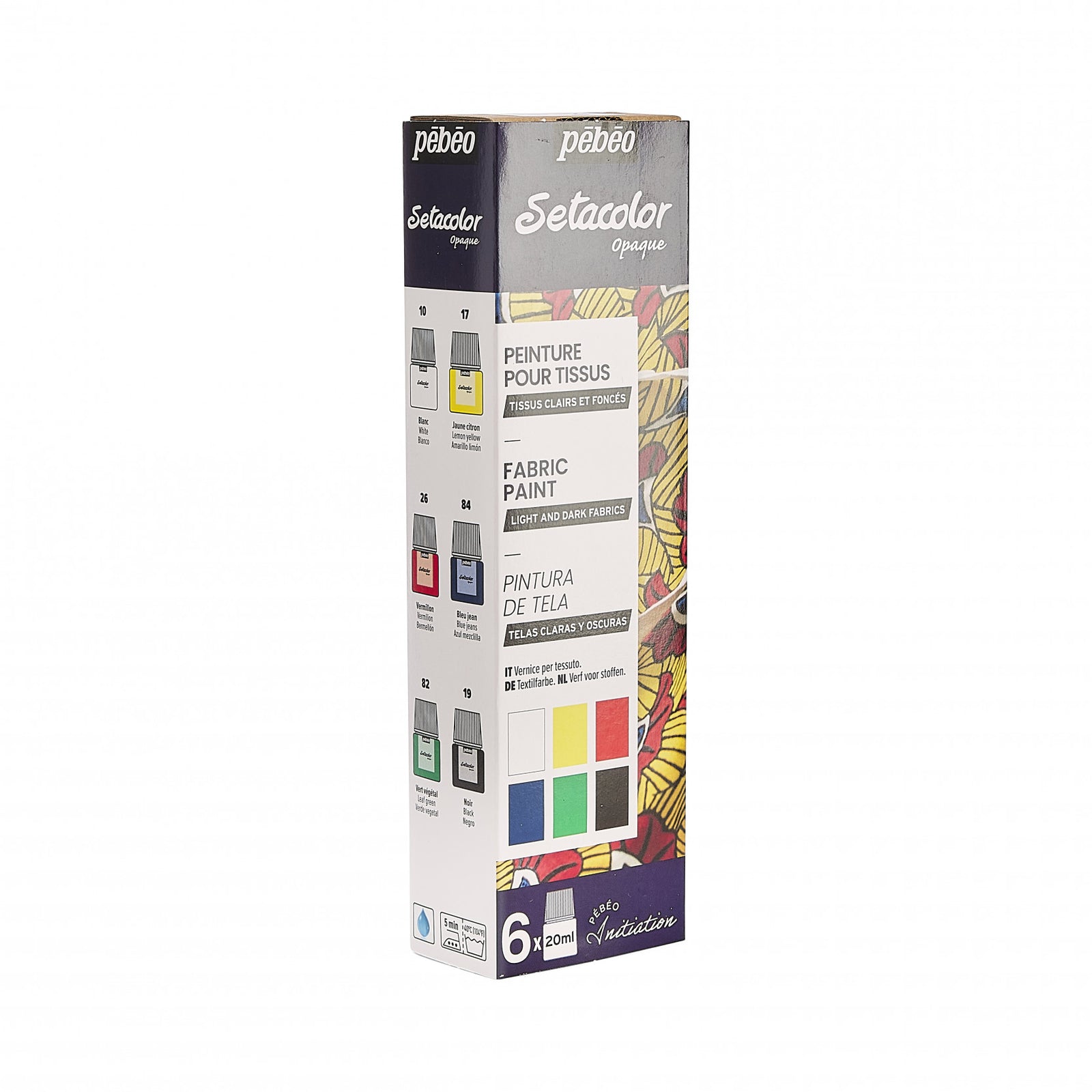 Pebeo Setacolor Deckende Stoffmalfarben Set 6 x 20 ml